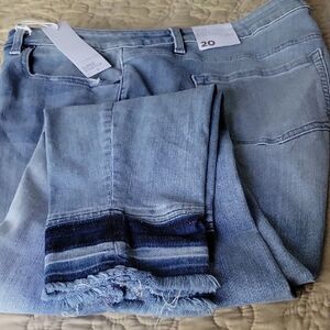 Lane Bryant Blue Ankle Jeans with Distressed Details